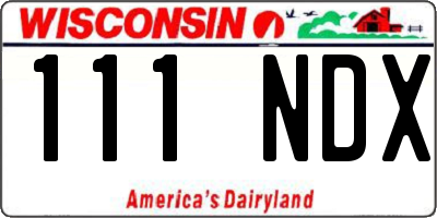WI license plate 111NDX