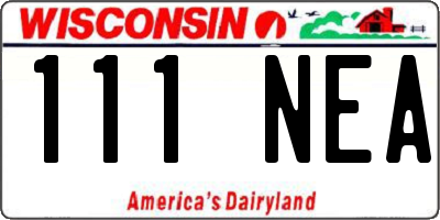 WI license plate 111NEA