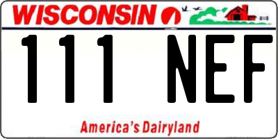 WI license plate 111NEF