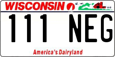 WI license plate 111NEG