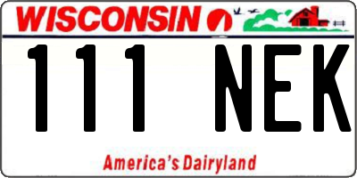 WI license plate 111NEK