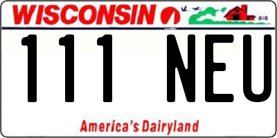 WI license plate 111NEU
