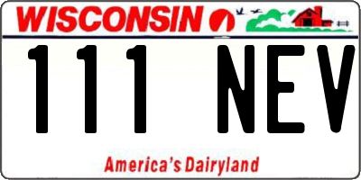 WI license plate 111NEV