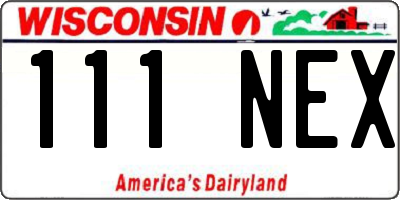 WI license plate 111NEX