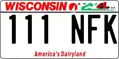 WI license plate 111NFK