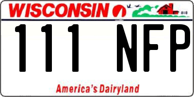 WI license plate 111NFP