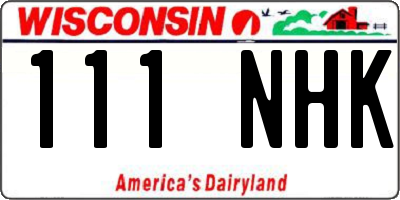 WI license plate 111NHK
