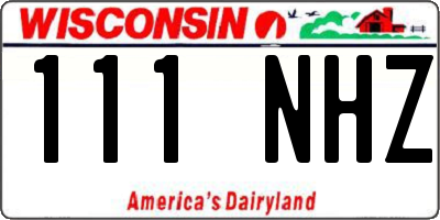 WI license plate 111NHZ