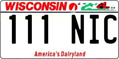 WI license plate 111NIC