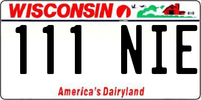 WI license plate 111NIE