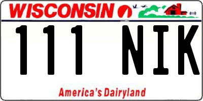 WI license plate 111NIK