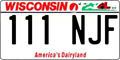WI license plate 111NJF
