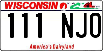 WI license plate 111NJO