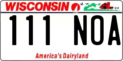 WI license plate 111NOA