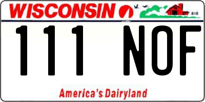 WI license plate 111NOF