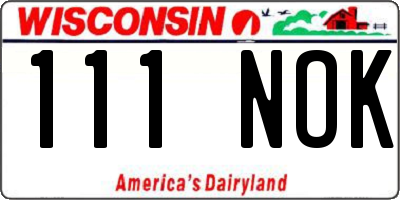 WI license plate 111NOK
