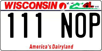 WI license plate 111NOP