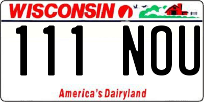 WI license plate 111NOU