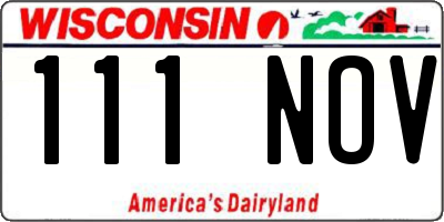WI license plate 111NOV