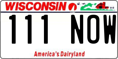 WI license plate 111NOW