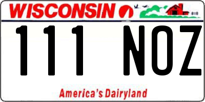 WI license plate 111NOZ