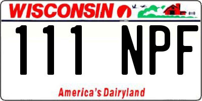 WI license plate 111NPF