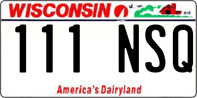 WI license plate 111NSQ