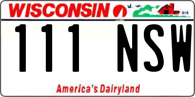 WI license plate 111NSW