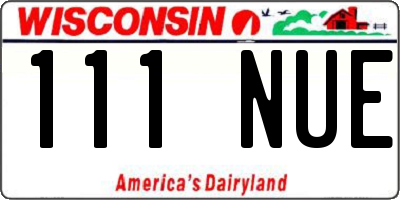 WI license plate 111NUE