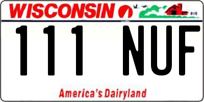 WI license plate 111NUF