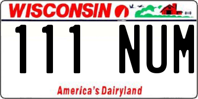 WI license plate 111NUM