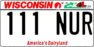 WI license plate 111NUR
