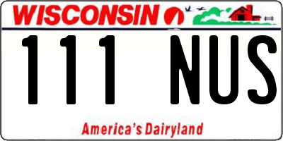 WI license plate 111NUS