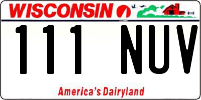 WI license plate 111NUV