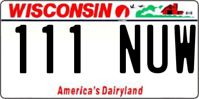 WI license plate 111NUW