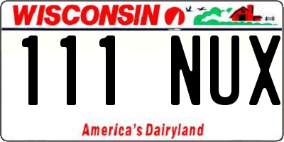 WI license plate 111NUX
