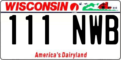 WI license plate 111NWB