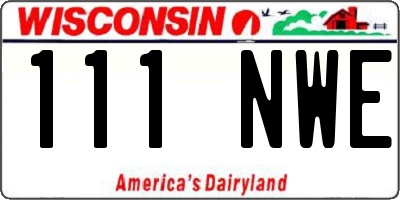 WI license plate 111NWE