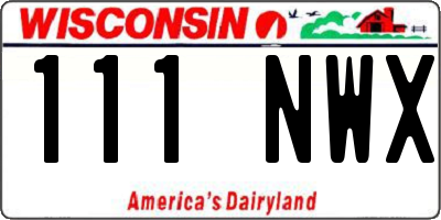 WI license plate 111NWX