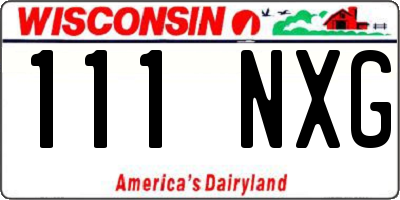 WI license plate 111NXG