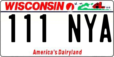 WI license plate 111NYA