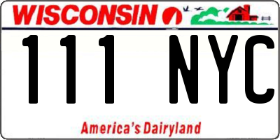 WI license plate 111NYC