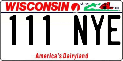 WI license plate 111NYE