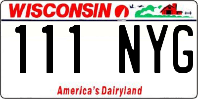 WI license plate 111NYG