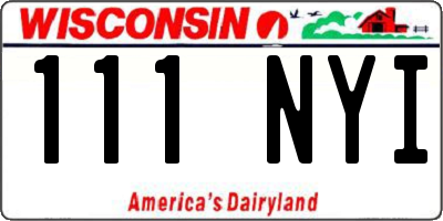 WI license plate 111NYI