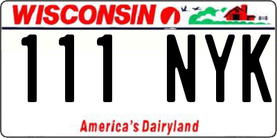 WI license plate 111NYK