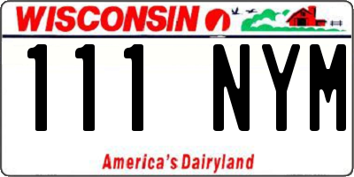 WI license plate 111NYM