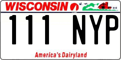 WI license plate 111NYP