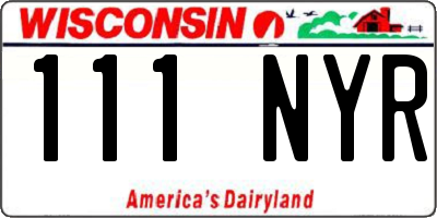 WI license plate 111NYR