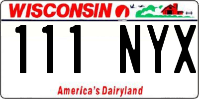 WI license plate 111NYX
